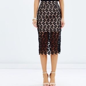 NEW Bardot Lace Flora Skirt Midi Nude/Black Size XS